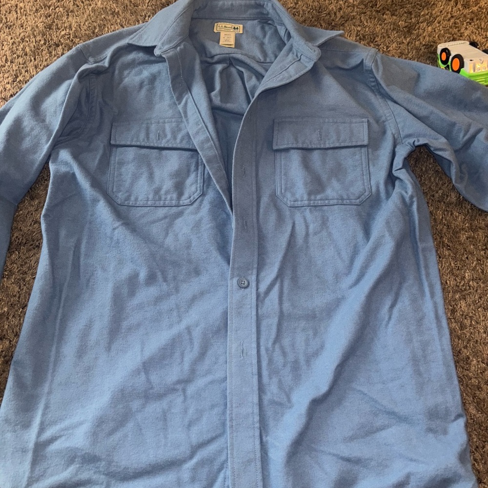 VTG L.L. BEAN Blue CHAMOIS CLOTH HEAVYWEIGHT FLANNEL SHIRT M REG